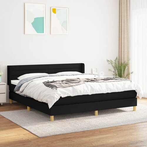 vidaXL Box spring postelja z vzmetnico črna 180x200 cm blago Cene