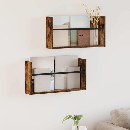  Polica za časopise Zidne 2 pcs Dimljeni hrast 60 x 12 x 30 cm Cijene