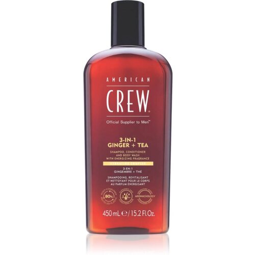 American Crew 3 in 1 Ginger + Tea 3 v 1 šampon, balzam in gel za prhanje za moške 450 ml Cene