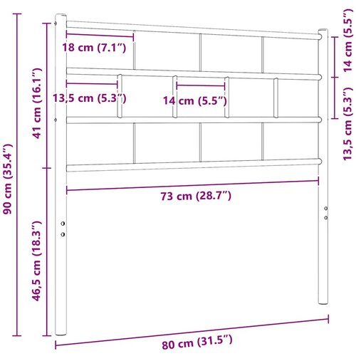  Metalno zamjensko uzglavlje crno 75 cm Slike