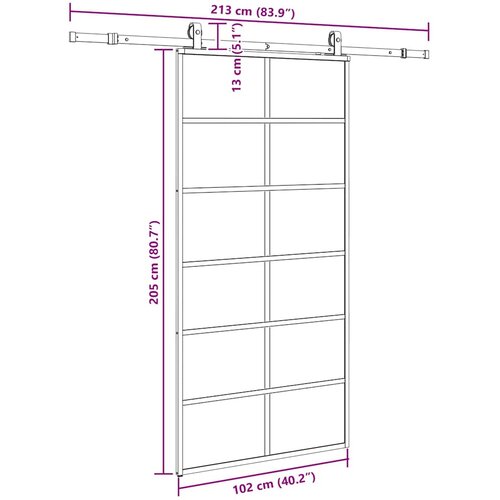  Klizna vrata s priborom crna 102 x 205 cm od ESG stakla Slike