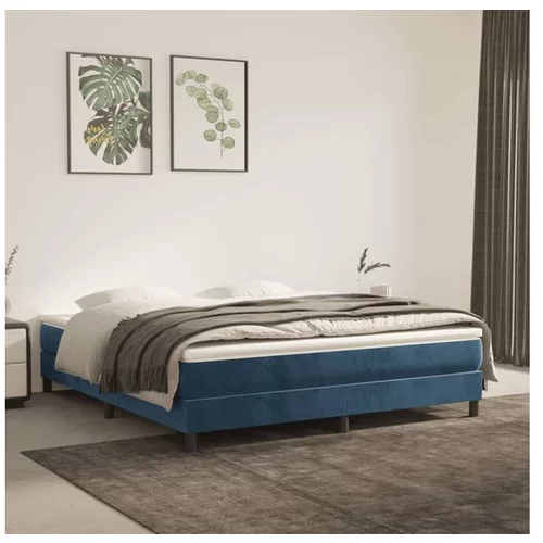  Box spring postelja z vzmetnico temno modra 160x200 cm žamet