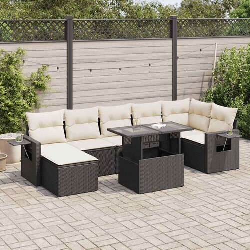 VidaXL 8-dijelni set vrtnih sofa od poliratana s jastucima crni Slike