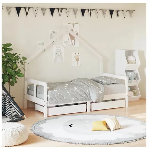 vidaXL Okvir za dječji krevet s ladicama bijeli 80x160 cm od borovine