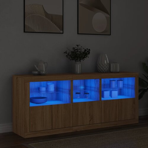  Komoda s LED svjetlima boja hrasta sonome 162 x 37 x 67 cm Cijene