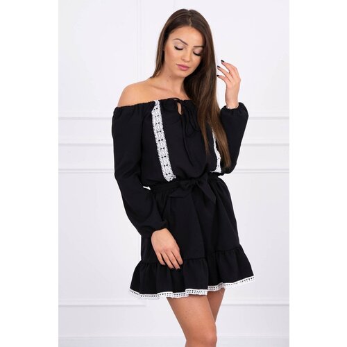 Kesi Shoulder and lace black dress Slike