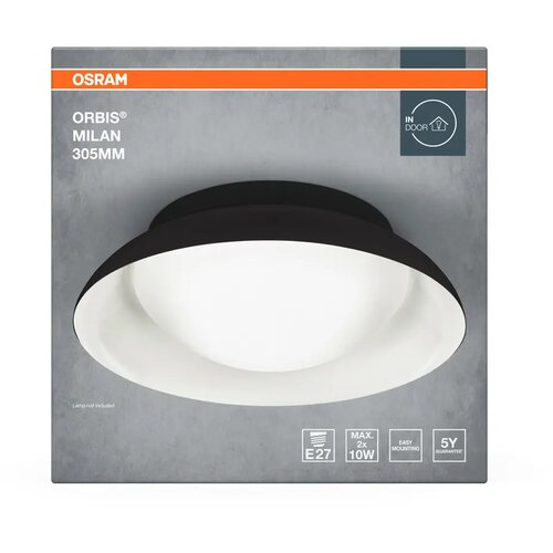 Osram Plafonska svetiljka ORBIS MILAN 2xE27/10W/230V prečnik 30,5 cm crna Slike