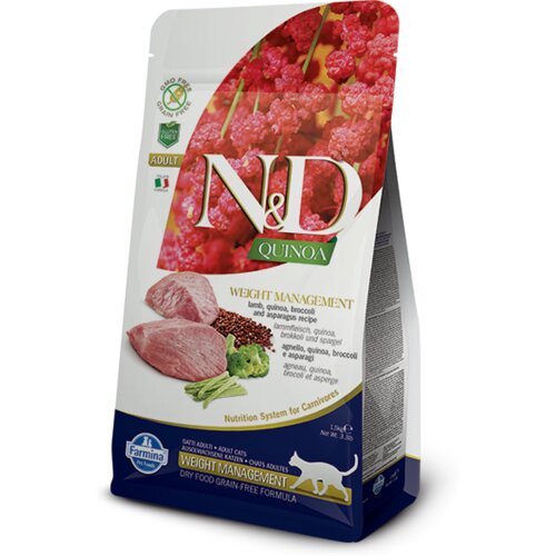 Farmina n&d quinoa hrana za mačke - weight management lamb broccoli&asparagus 5kg Slike