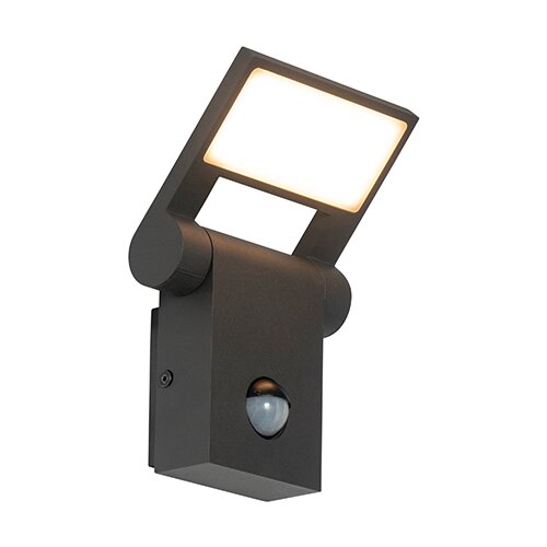 QAZQA Zunanja stenska svetilka siva z LED IP54 s senzorjem gibanja - Zane Slike