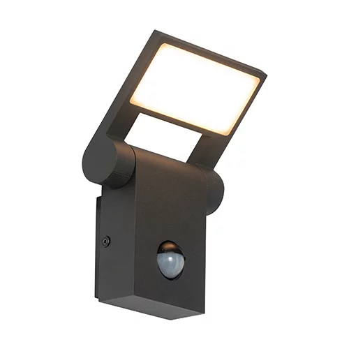 QAZQA Zunanja stenska svetilka siva z LED IP54 s senzorjem gibanja - Zane