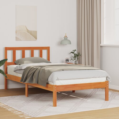 vidaXL Konstrukcija postelje z vzglavjem Voščeno rjava 90 x 190 cm Cene