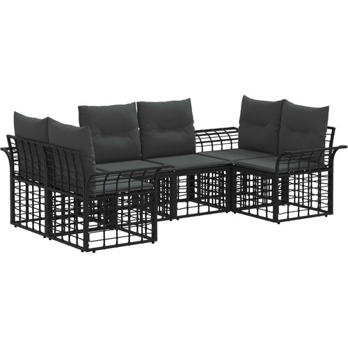  Set vanjskih sofa s jastukom 6 pcs Crna i tamno siva Poliester Cijene