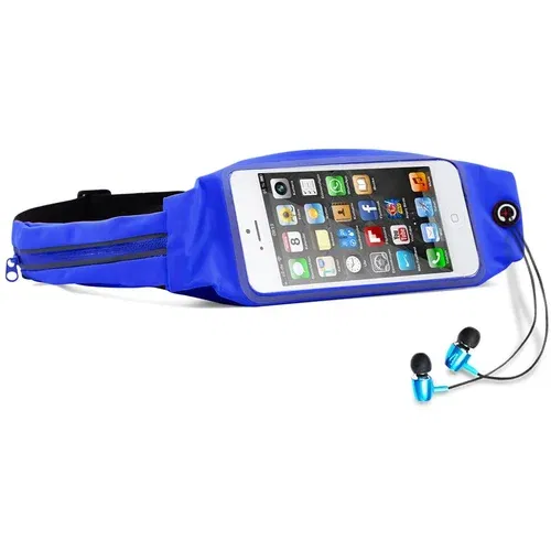 Cadorabo Športna torba Fanny Pack z žepom za steklenico in žepom za mobilni telefon v bonbon modra - Nastavljiva dolžina pasne torbe za mobilni telefon in zapiranje z zadrgo, (20562838)