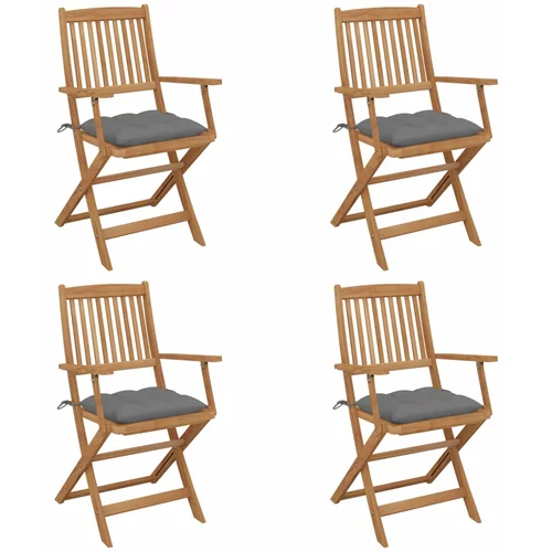  Sklopive vrtne stolice s jastucima 4 kom od bagremovog drva