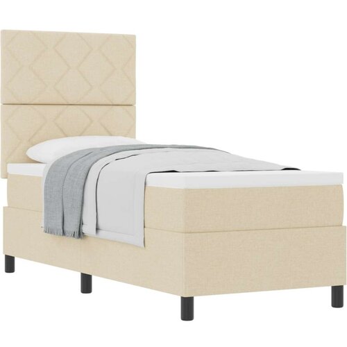  Krevet s box springom s madracem Bež 80x200 cm Tkanina Slike