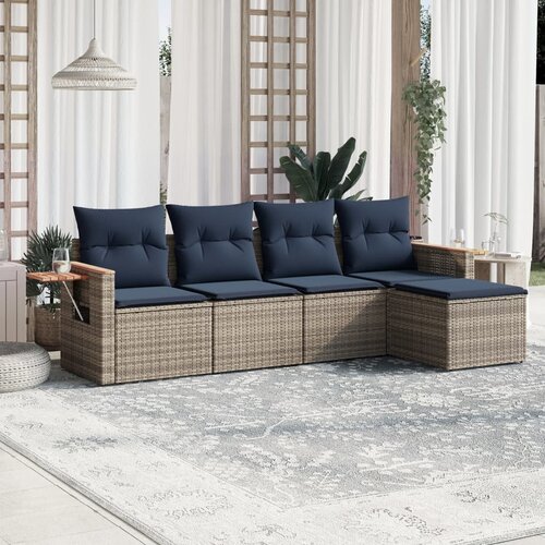 vidaXL 5-dijelni set vrtnih sofa od poliratana s jastucima sivi Cijene