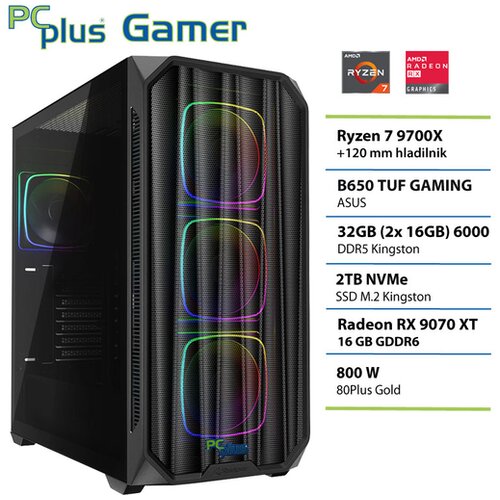 PCPLUS gaming namizni računalnik Ryzen 7 9700X/32GB/2TB NVMe SSD/Radeon RX 9070 XT 16GB/brez OS 148148 Cene