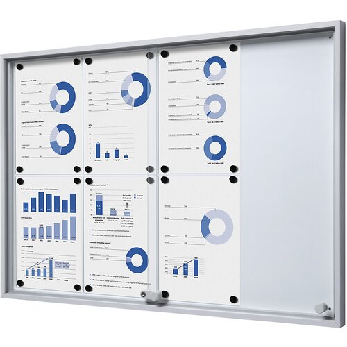 eurokraft pro Vitrina z drsnimi vrati, zunanje mere ŠxVxG 906 x 640 x 50 mm, kovinska zadnja stena Cene