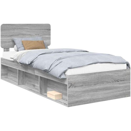  Okvir za krevet s uzglavljem Siva Sonoma 100 x 200 cm Slike