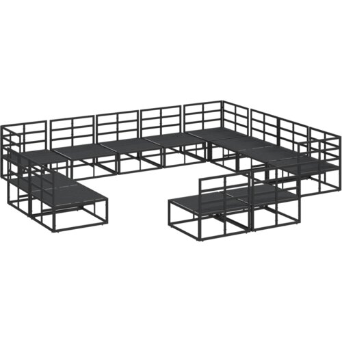 VidaXL Vrtna sedežna garnitura 12 pcs Črna 353 x 283 x 71 cm Aluminij Slike