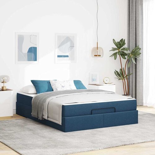 VidaXL Krevetna konstrukcija Ostalo s pohranom Plava 140 x 200 cm tkanina Slike