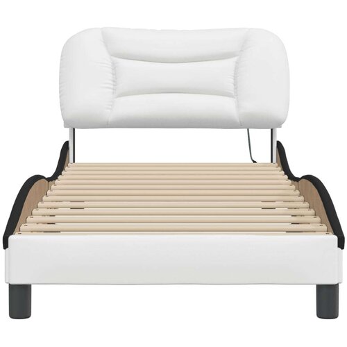 Okvir kreveta s LED svjetlima bijelo-crni 80x200cm umjetna koža Slike