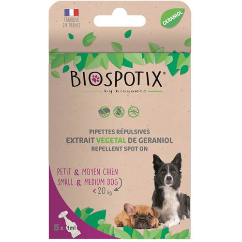 Biogance Biospotix Dog Spot-On ampule protiv buva, krpelja i komaraca za male i srednje pse (S&ndash;M, do 20 kg) (5&times;1ml) Cene