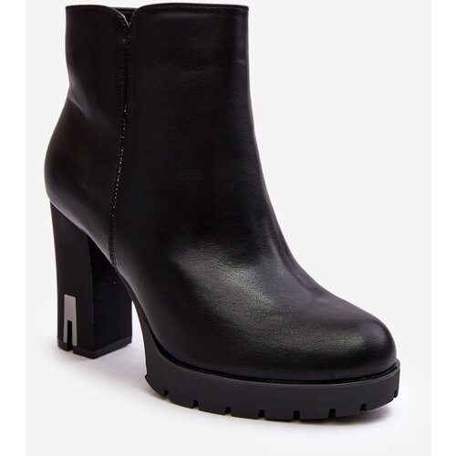 Kesi Women's high-heeled ankle boots with zipper, black rasode Slike
