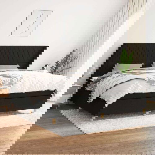  Krevet s oprugama i madracem crni 200x200 cm od tkanine Slike
