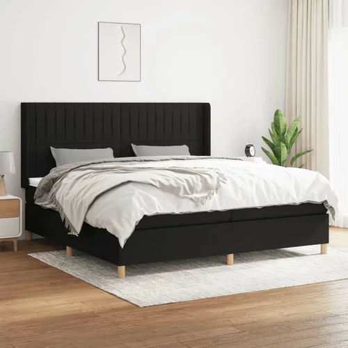  Krevet s oprugama i madracem crni 200x200 cm od tkanine