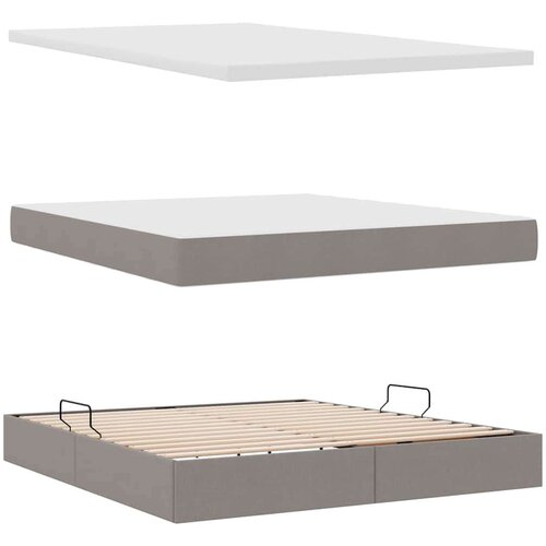  Krevet S LED lampica s pohranom Sivo-smeđa 160 x 200 cm tkanina Slike