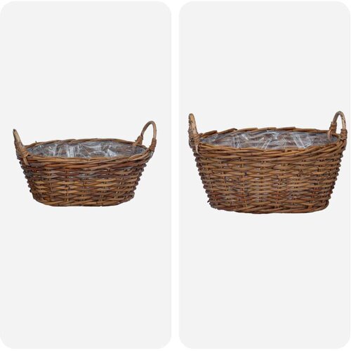  Ko&amp;scaron;arica za saksije s pohranom 2 pcs Smeđa Lacak ratan - Smeđa Slike