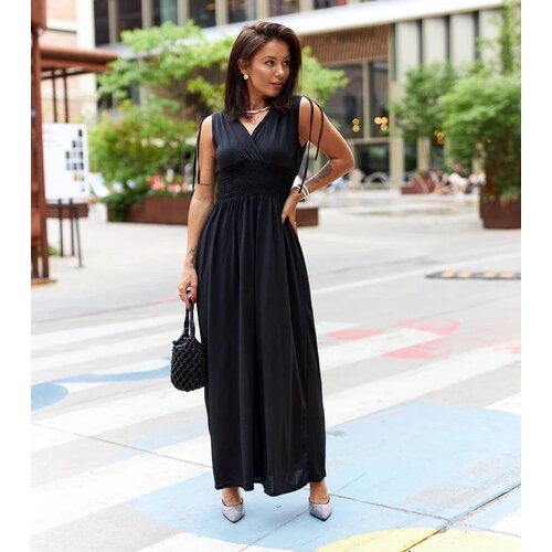 UR/CEO Black maxi dress with ruching Petrona Cijene