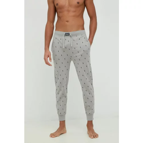 Polo Ralph Lauren Pamučni donji dio pidžame boja: siva, s uzorkom