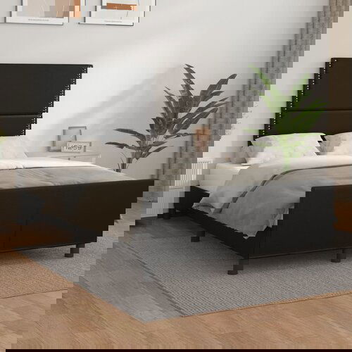  The Living Store Posteljni okvir z vzglavjem črn 120x190 cm umetno usnje - Posteljni Okvir Z Vzglavjem, (21446467) Slike