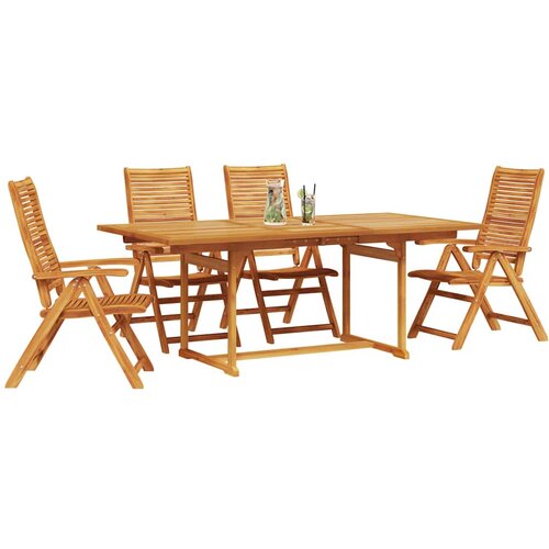  Vrtni set za objed 5 kom. Smeđa Čvrsto drvo akacije 200 x 100 x 74 cm Slike