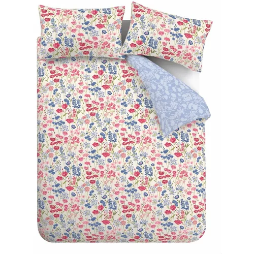 Bianca Plava/ružičasta pamučna posteljina za krevet za jednu osobu 135x200 cm Olivia Floral –