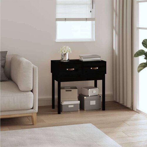 VidaXL Konzolni stol crni 76,5x40x75 cm od masivne borovine Slike