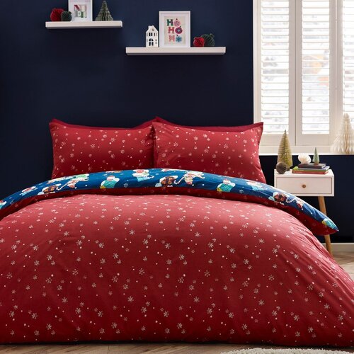 Catherine Lansfield Rdeča/modra otro&amp;scaron;ka posteljnina za posteljico 120x150 cm Christmas Elves &amp;ndash; Slike