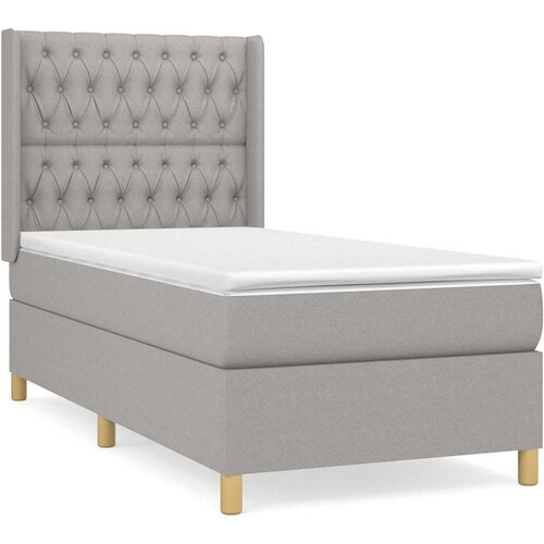 Box spring krevet s madracem svjetlosivi 90x190 cm od tkanine Slike