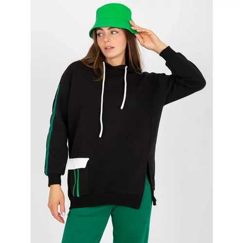 Fashion Hunters Black oversized sweatshirt with a hood