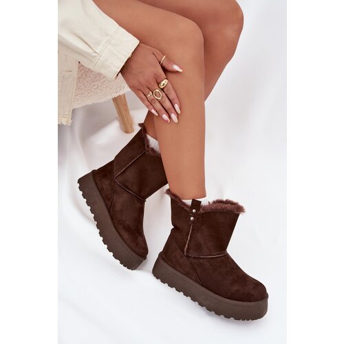 Boto Women's Snow Boots On Platform With Fur Chocolate Evelira Cene