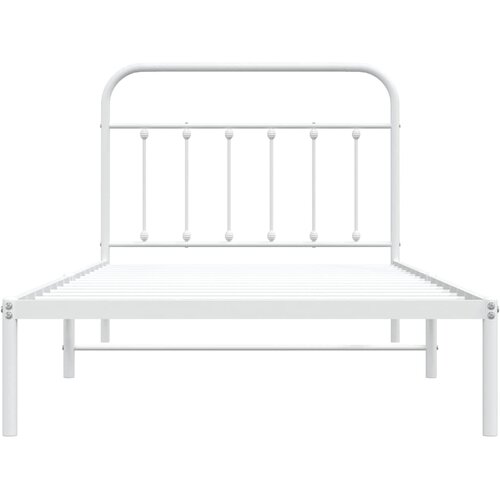  Metalni okvir za krevet s uzglavljem bijeli 107x203 cm Slike