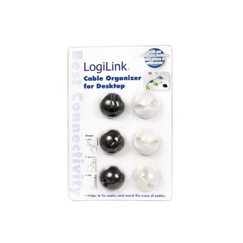 Logilink držači za organizovanje kablova 6 kom. crni/beli Cene
