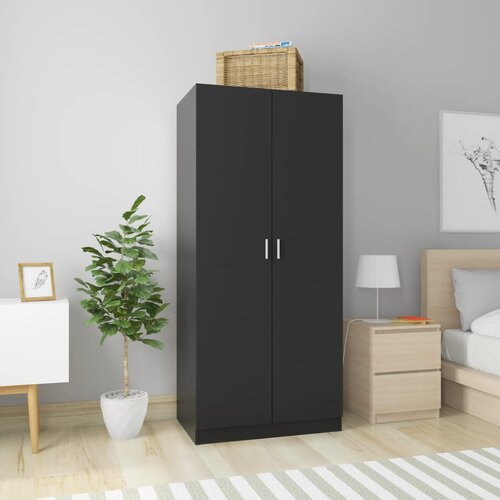 vidaXL Garderobna omara črna 80x52x180 cm iverna plošča Cene