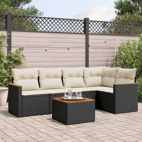  6-dijelni set vrtnih sofa s jastucima crni od poliratana Cijene