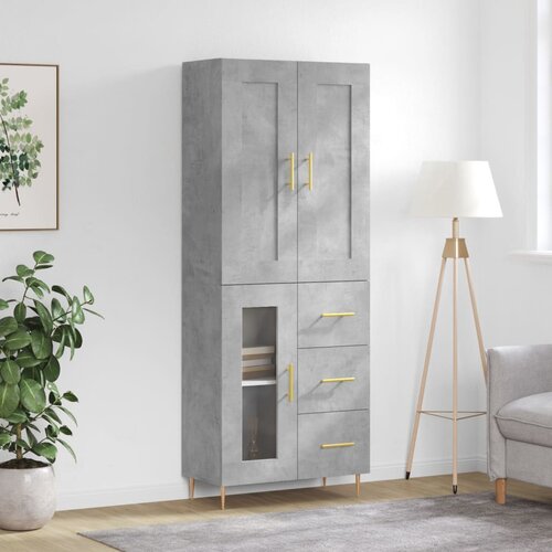 vidaXL Visoka komoda siva betona 69 5x34x180 cm od konstruiranog drva Cijene