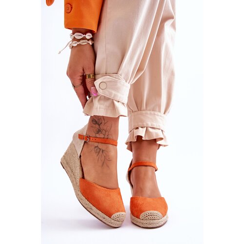 Kesi Suede Espadrilles wedge sandals orange Cammer Slike