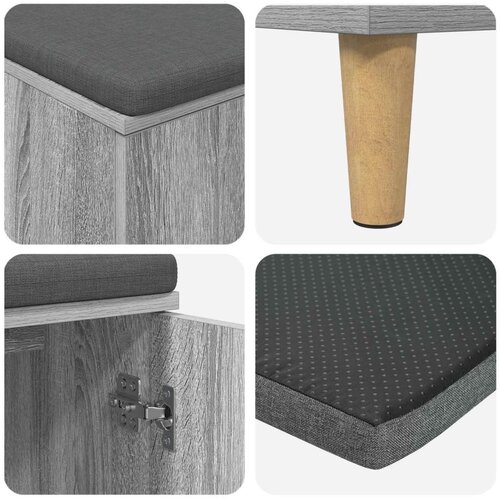  Klupa za hodnik s jastukom Siva Sonoma 60 x 38 x 46 cm Slike