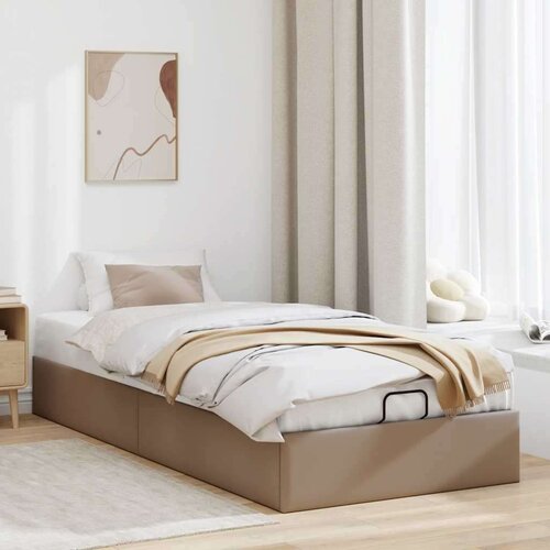 VidaXL okvir kreveta bez madraca cappuccina 100x200 cm od umjetne kože Slike